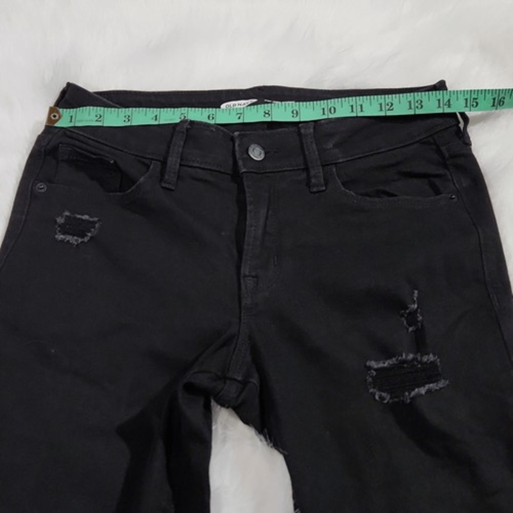 Old Navy -34 Mid-Rise Pop Icon Black Ripped Skinny Jeans 4 - Picture 7 of 9